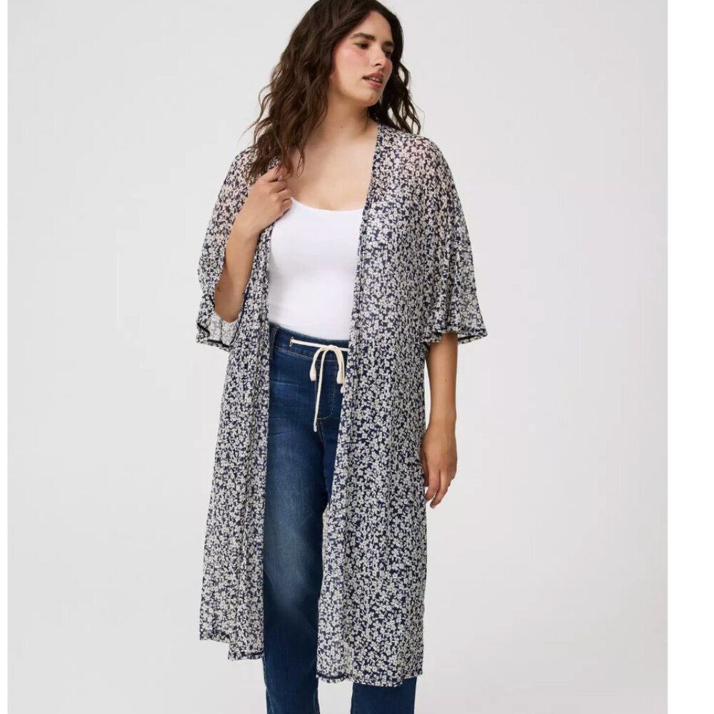 Torrid Mesh Ruffle Sleeve Kimono Size 2X